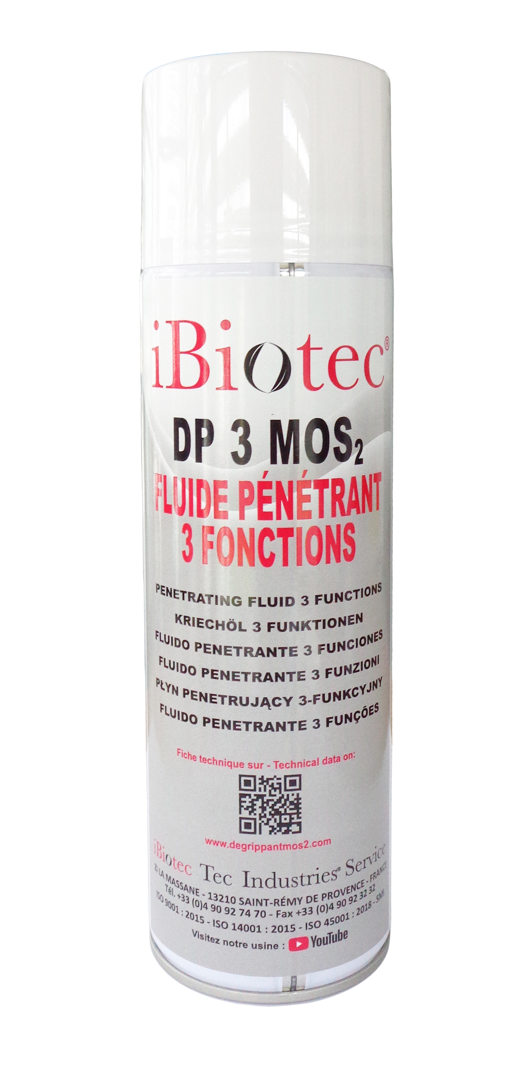 ibiotec patented super penetrating aerosol with immediate effect, very high lubrication, mos2 treats surfaces by adsorption, facilitates assembly and allows disassembly mos2 penetrating fluid, molybdenum bisulphide penetrating fluid, penetrating deoxidising and lubricating aerosol, effective penetrating fluid, super penetrating fluid, ibiotec penetrating fluid      